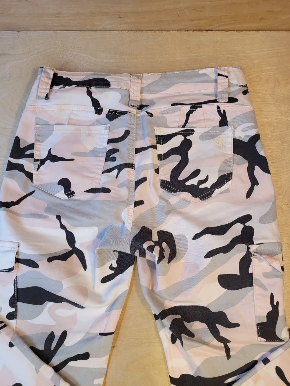 VIP Pink Camouflage Cargo Pants Featuring Elastic Ankles - Picture 6 of 7